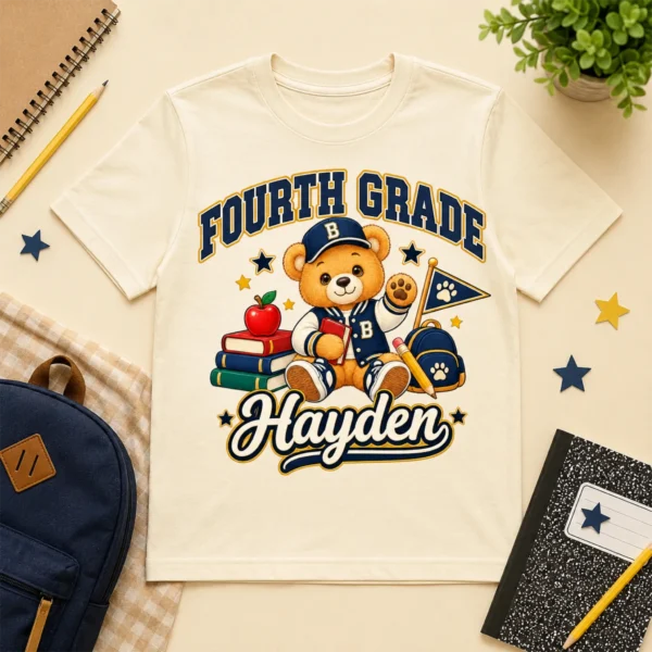 Personalized Back to School Shirt, Toddler or Youth Grade — alternate product mockup personalized back to school shirt t-shirt back view