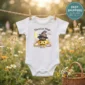 personalized black cat magic baby bodysuit lifestyle scene