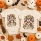 personalized cerberus baby bodysuit flat lay view