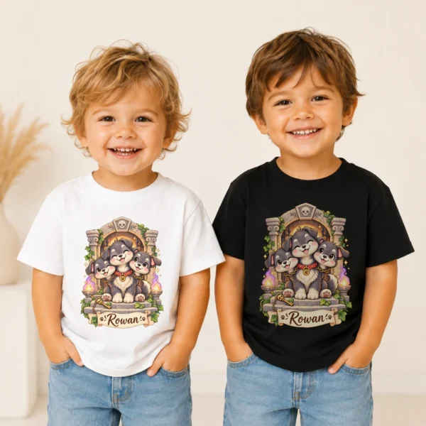 Personalized Cerberus Baby Bodysuit, Mythical Toddler Shirt, Kids Gift — toddler shirt mockup personalized cerberus baby bodysuit alternate angle