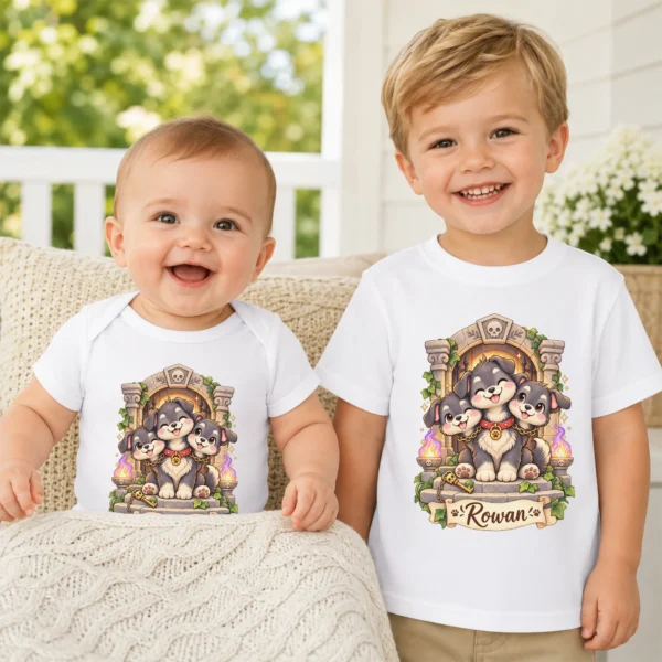 personalized cerberus baby bodysuit