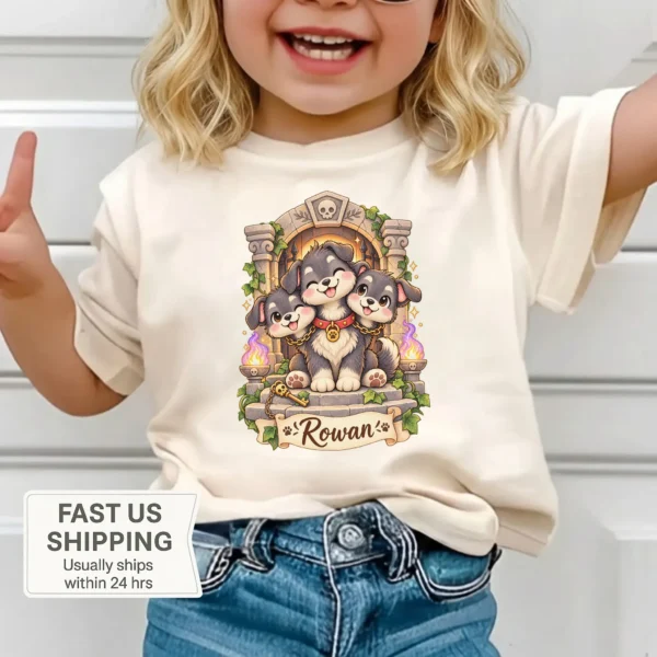 Personalized Cerberus Baby Bodysuit, Mythical Toddler Shirt, Kids Gift — toddler shirt mockup personalized cerberus baby bodysuit product photo