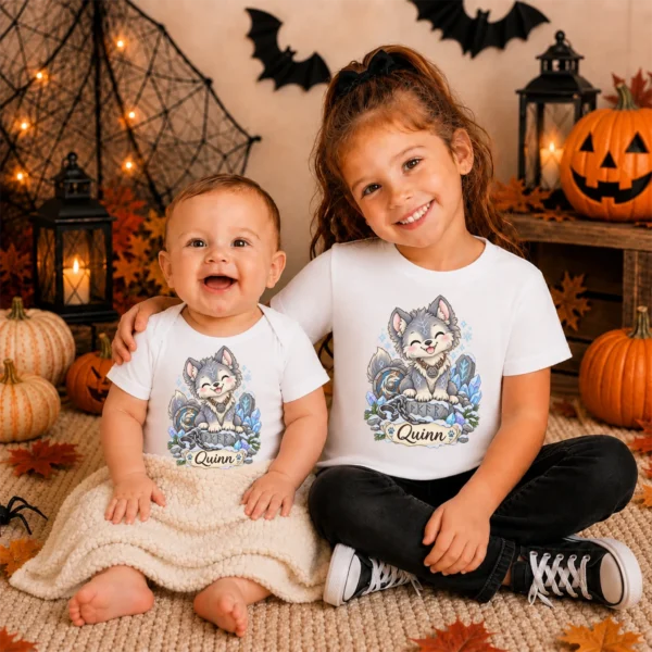 Personalized Fenrir Baby Bodysuit, Norse Myth Toddler Shirt, Kids Gift — baby bodysuit mockup personalized fenrir baby bodysuit close-up detail