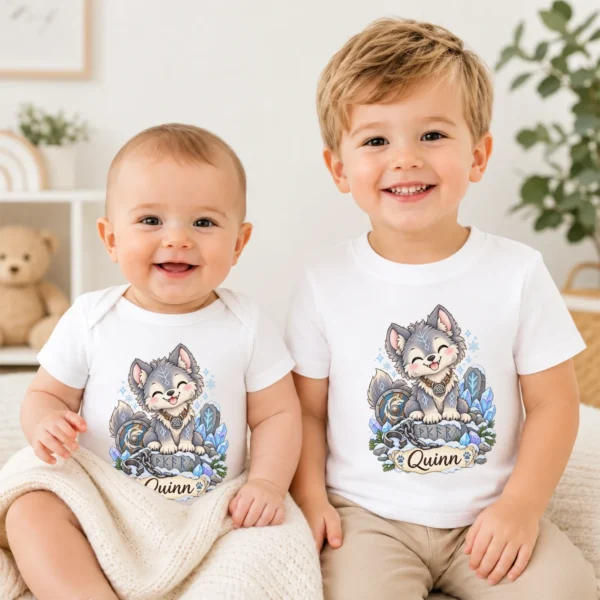 Personalized Fenrir Baby Bodysuit, Norse Myth Toddler Shirt, Kids Gift — baby bodysuit mockup personalized fenrir baby bodysuit product photo