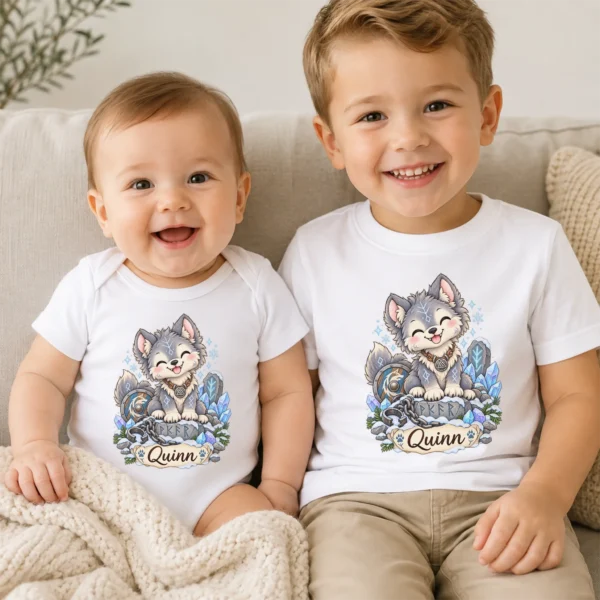 Personalized Fenrir Baby Bodysuit, Norse Myth Toddler Shirt, Kids Gift — baby bodysuit mockup personalized fenrir baby bodysuit product photo