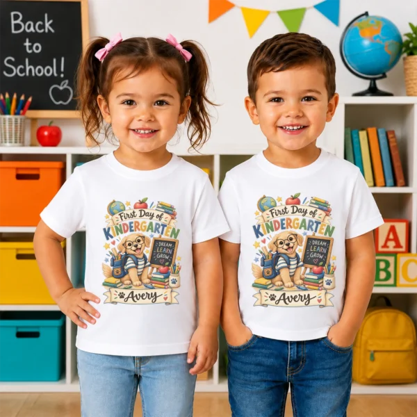 personalized first day of kindergarten toddler shirt t-shirt back view