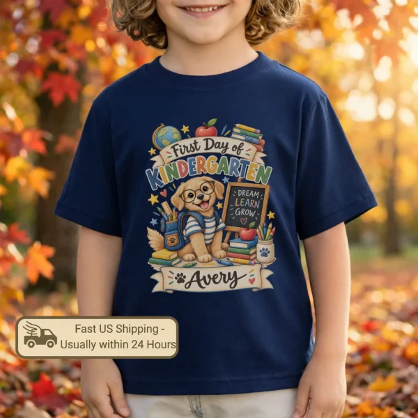 Personalized First Day of Kindergarten Toddler Shirt, Back to School — toddler shirt mockup personalized first day of kindergarten toddler shirt t-shirt back view