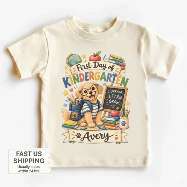 Personalized First Day of Kindergarten Toddler Shirt, Back to School — toddler shirt mockup personalized first day of kindergarten toddler shirt t-shirt back view