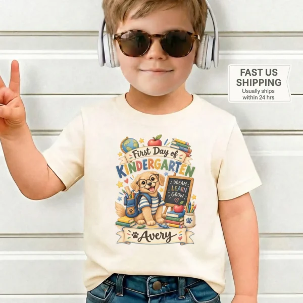 Personalized First Day of Kindergarten Toddler Shirt, Back to School — toddler shirt mockup personalized first day of kindergarten toddler shirt t-shirt back view