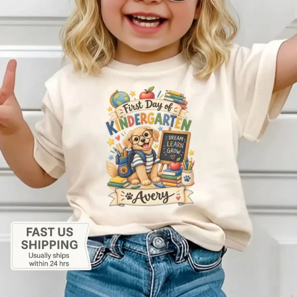 Personalized First Day of Kindergarten Toddler Shirt, Back to School — toddler shirt mockup personalized first day of kindergarten toddler shirt t-shirt back view