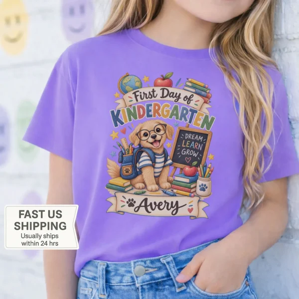 Personalized First Day of Kindergarten Toddler Shirt, Back to School — toddler shirt mockup personalized first day of kindergarten toddler shirt t-shirt back view