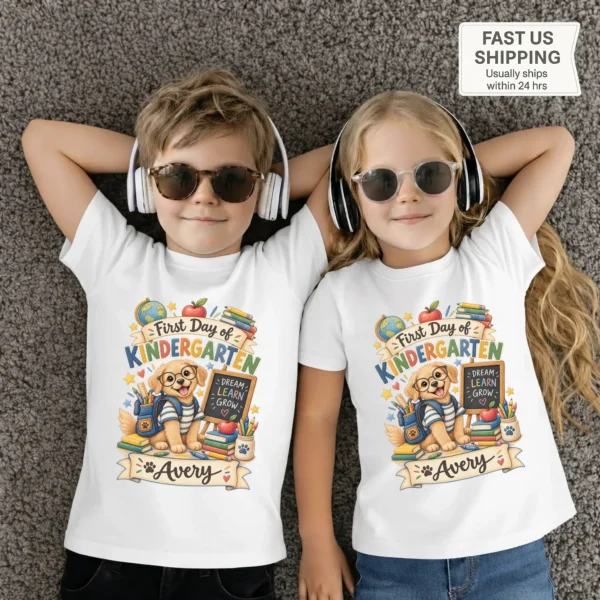 Personalized First Day of Kindergarten Toddler Shirt, Back to School — toddler shirt mockup personalized first day of kindergarten toddler shirt t-shirt back view
