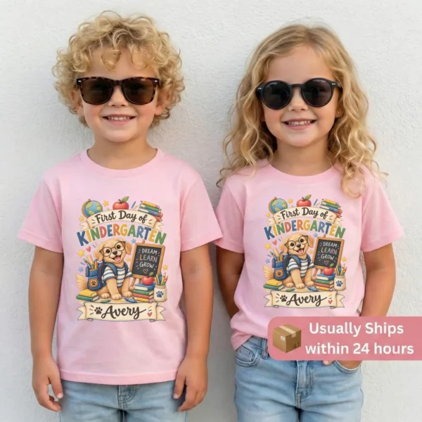Personalized First Day of Kindergarten Toddler Shirt, Back to School — toddler shirt mockup personalized first day of kindergarten toddler shirt t-shirt back view