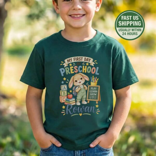 Personalized My First Day of Preschool Toddler Shirt, Back to School personalized first day of preschool toddler shirt t-shirt back view