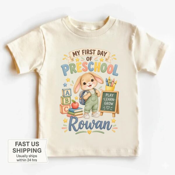 personalized first day of preschool toddler shirt t-shirt back view