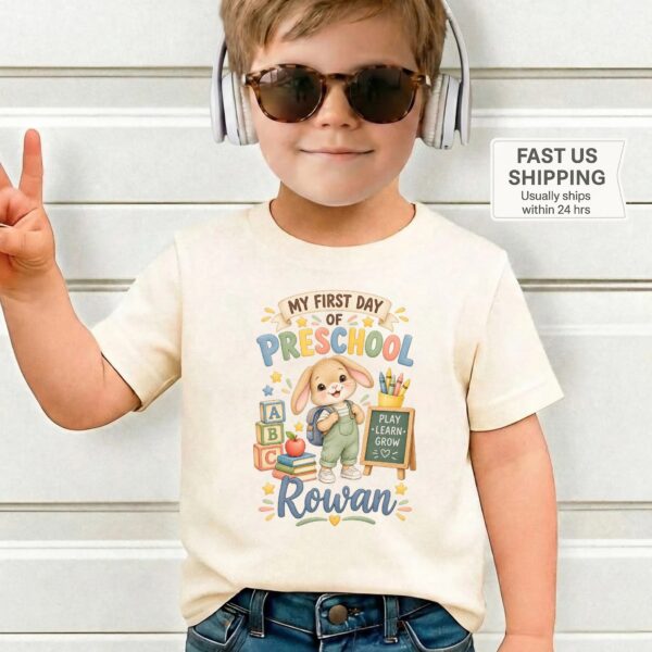 Personalized My First Day of Preschool Toddler Shirt, Back to School personalized first day of preschool toddler shirt t-shirt back view