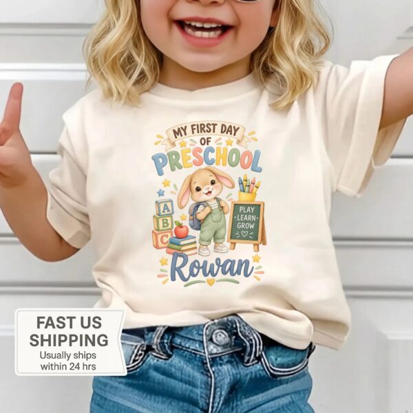 Personalized My First Day of Preschool Toddler Shirt, Back to School personalized first day of preschool toddler shirt t-shirt back view