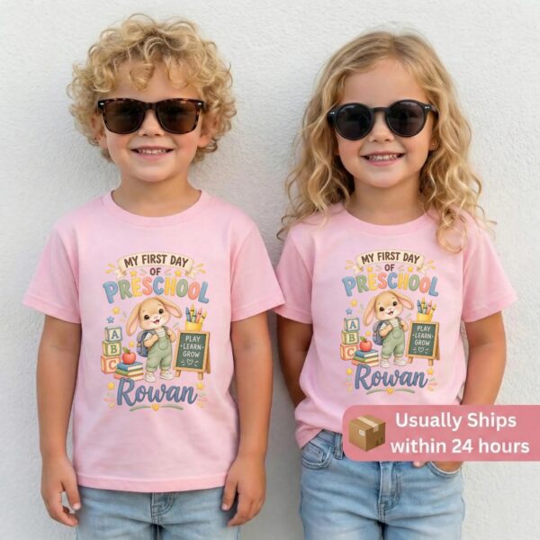 Personalized My First Day of Preschool Toddler Shirt, Back to School personalized first day of preschool toddler shirt t-shirt back view