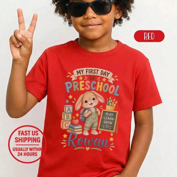Personalized My First Day of Preschool Toddler Shirt, Back to School personalized first day of preschool toddler shirt t-shirt back view