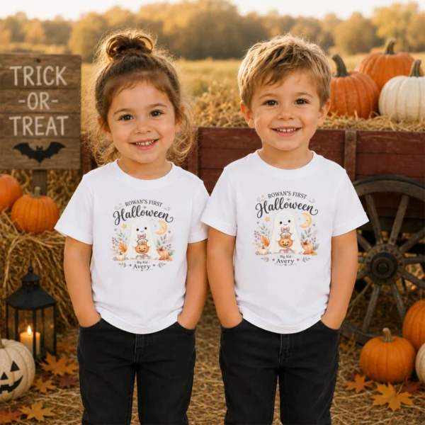 Personalized First Halloween Family Matching Shirts & Baby Bodysuit — toddler shirt mockup personalized first halloween family matching shirts baby bodysuit product photo