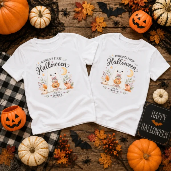 Personalized First Halloween Family Matching Shirts & Baby Bodysuit — toddler shirt mockup personalized first halloween family matching shirts baby bodysuit product photo