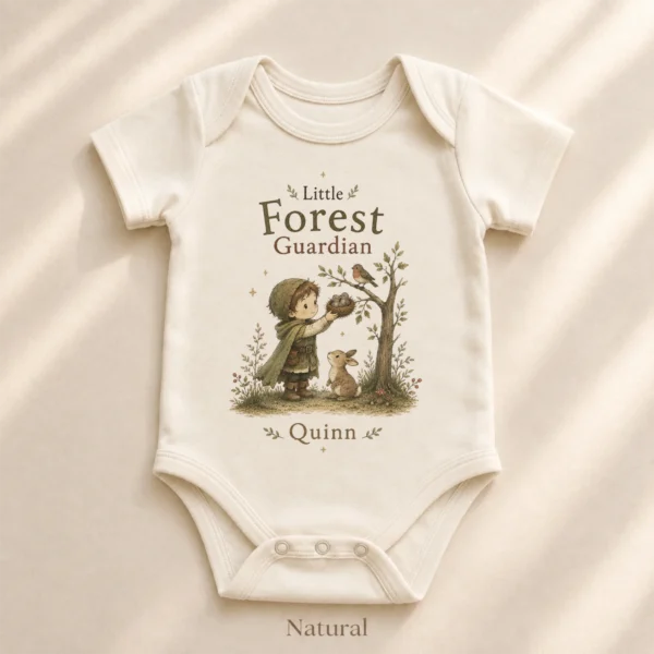 Personalized Forest Guardian Baby Bodysuit for Boy or Girl — alternate product mockup personalized forest guardian baby bodysuit alternate angle