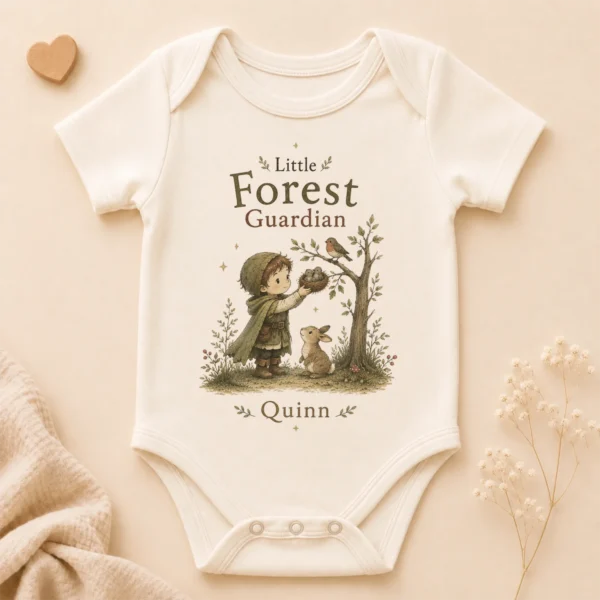 Personalized Forest Guardian Baby Bodysuit for Boy or Girl — alternate product mockup personalized forest guardian baby bodysuit product photo