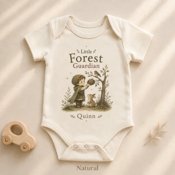 Personalized Forest Guardian Baby Bodysuit for Boy or Girl — alternate product mockup personalized forest guardian baby bodysuit product photo