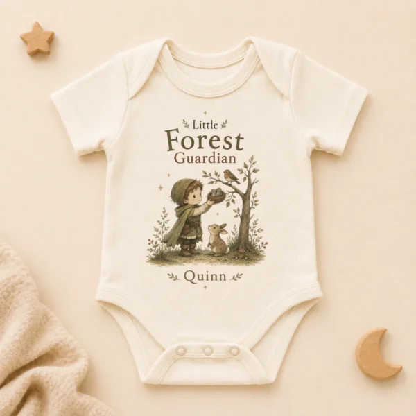 Personalized Forest Guardian Baby Bodysuit for Boy or Girl — alternate product mockup personalized forest guardian baby bodysuit product photo