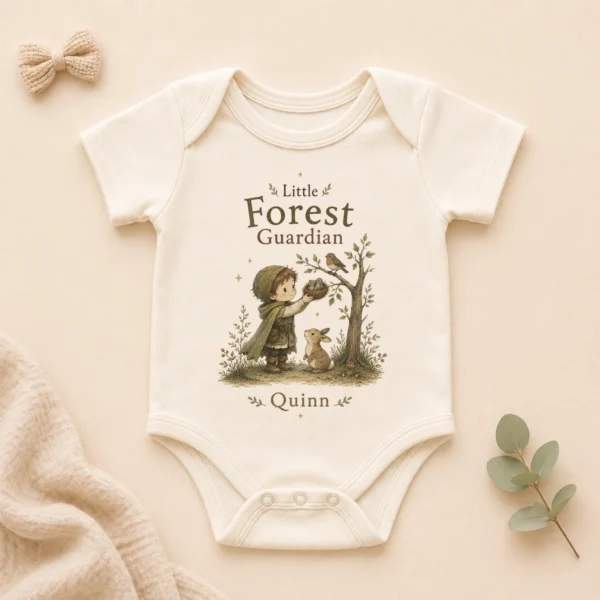 Personalized Forest Guardian Baby Bodysuit for Boy or Girl — alternate product mockup personalized forest guardian baby bodysuit product photo