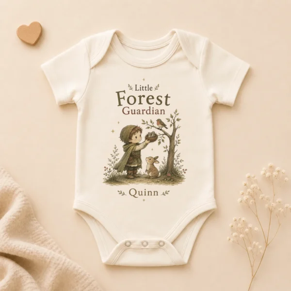 Personalized Forest Guardian Baby Bodysuit for Boy or Girl — alternate product mockup personalized forest guardian baby bodysuit product photo