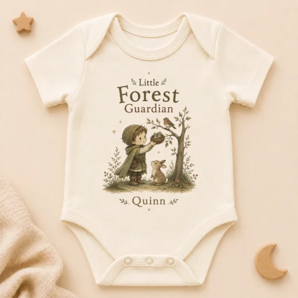 Personalized Forest Guardian Baby Bodysuit for Boy or Girl — alternate product mockup personalized forest guardian baby bodysuit product photo
