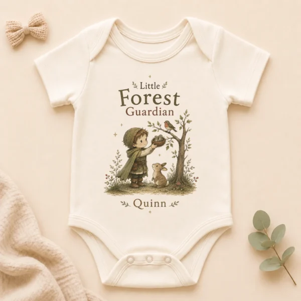 Personalized Forest Guardian Baby Bodysuit for Boy or Girl — alternate product mockup personalized forest guardian baby bodysuit product photo