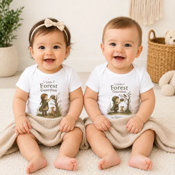 Personalized Forest Guardian Baby Bodysuit for Boy or Girl — baby bodysuit mockup personalized forest guardian baby bodysuit model mockup