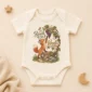 personalized fox baby bodysuit front view