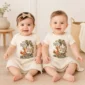 personalized fox baby bodysuit model mockup
