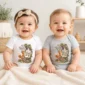 personalized fox baby bodysuit model mockup