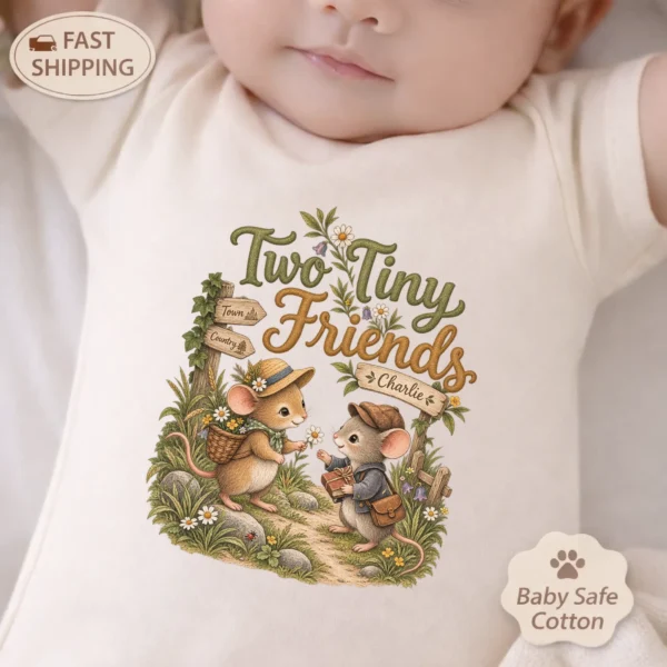 Personalized Friendship Baby Bodysuit or Toddler Shirt — baby bodysuit mockup personalized friendship baby bodysuit product photo