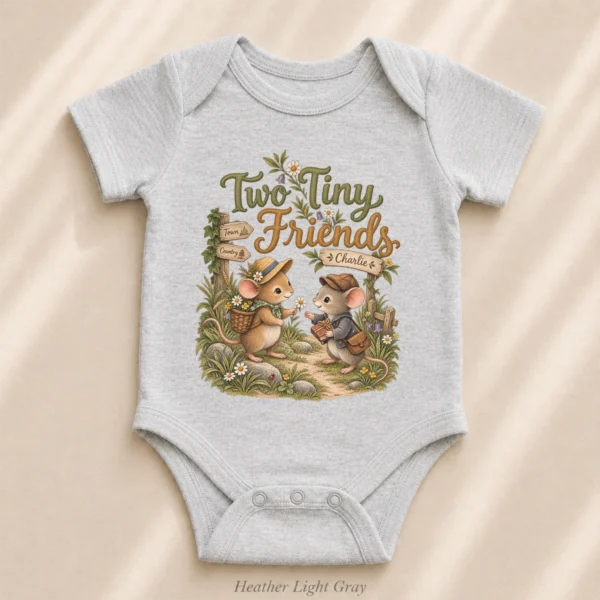 Personalized Friendship Baby Bodysuit or Toddler Shirt — alternate product mockup personalized friendship baby bodysuit styled product photo
