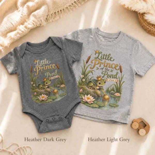 Personalized Frog Prince Baby Bodysuit or Toddler Shirt — alternate product mockup personalized frog prince baby bodysuit alternate angle