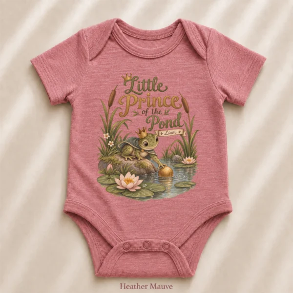 Personalized Frog Prince Baby Bodysuit or Toddler Shirt — alternate product mockup personalized frog prince baby bodysuit front view