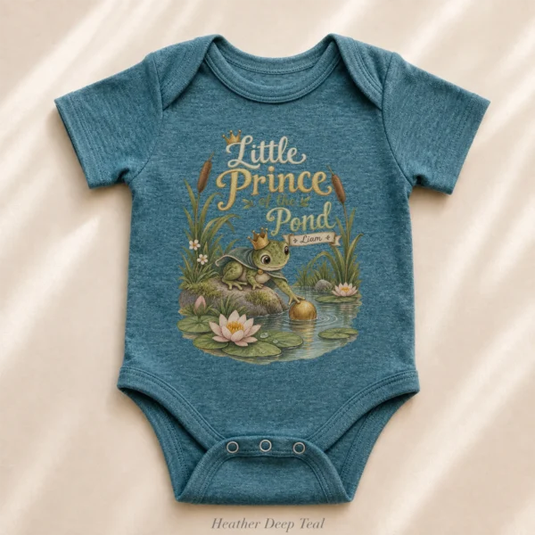 Personalized Frog Prince Baby Bodysuit or Toddler Shirt — alternate product mockup personalized frog prince baby bodysuit product photo