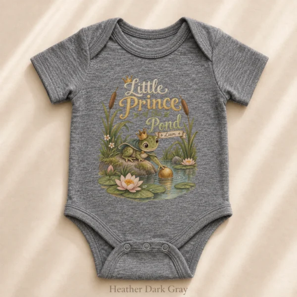 Personalized Frog Prince Baby Bodysuit or Toddler Shirt — alternate product mockup personalized frog prince baby bodysuit product photo