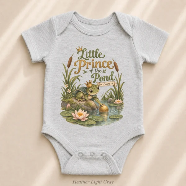Personalized Frog Prince Baby Bodysuit or Toddler Shirt — alternate product mockup personalized frog prince baby bodysuit product photo