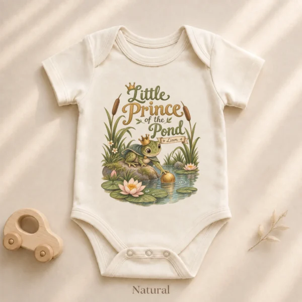 Personalized Frog Prince Baby Bodysuit or Toddler Shirt — alternate product mockup personalized frog prince baby bodysuit product detail
