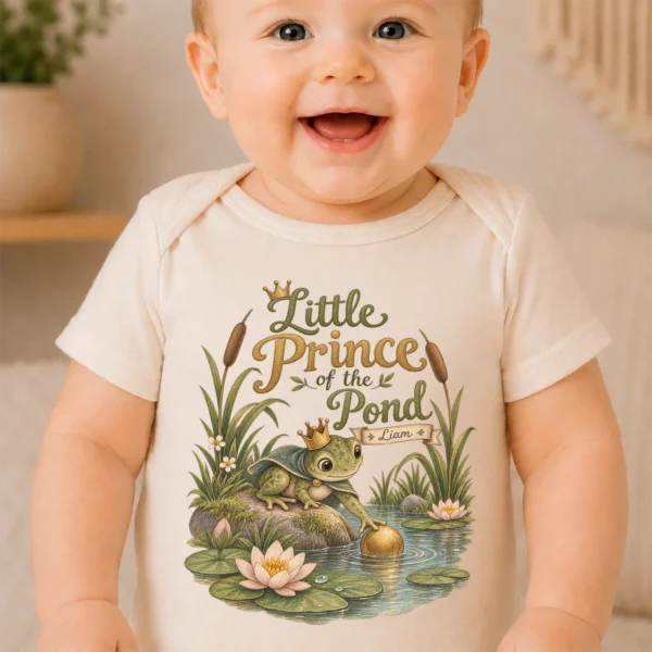 personalized frog prince baby bodysuit baby bodysuit mockup