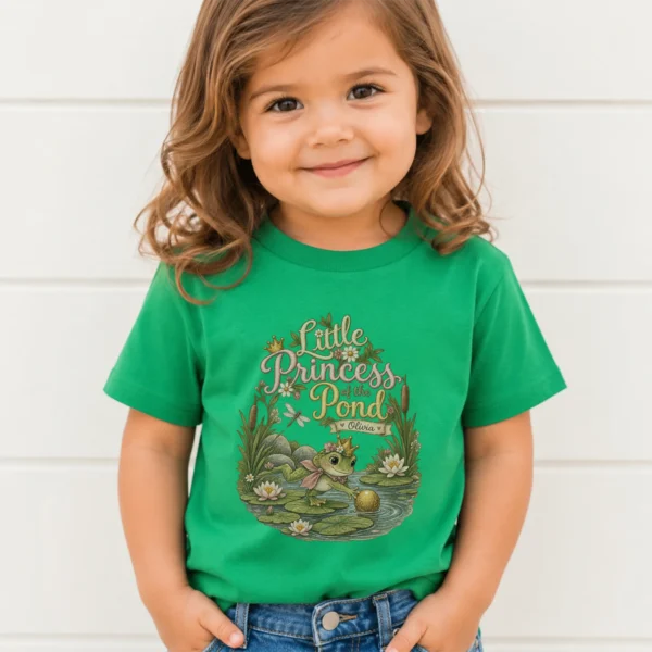 Personalized Frog Princess Baby Bodysuit or Toddler Shirt — toddler shirt mockup personalized frog princess baby bodysuit mockup view
