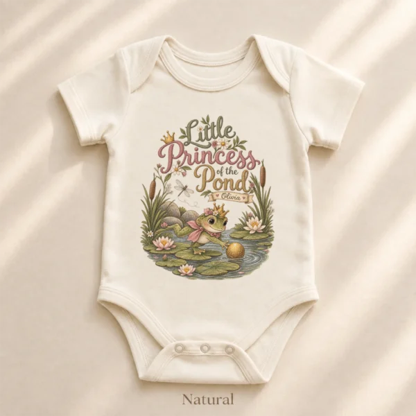 Personalized Frog Princess Baby Bodysuit or Toddler Shirt — alternate product mockup personalized frog princess baby bodysuit product photo