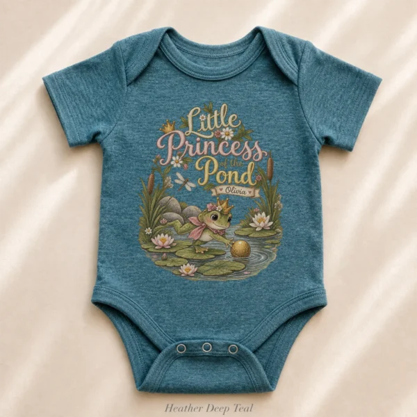 Personalized Frog Princess Baby Bodysuit or Toddler Shirt — alternate product mockup personalized frog princess baby bodysuit product photo