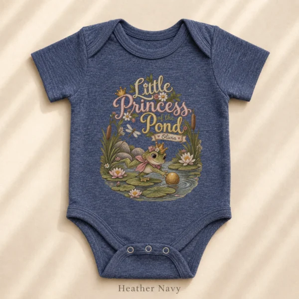 Personalized Frog Princess Baby Bodysuit or Toddler Shirt — alternate product mockup personalized frog princess baby bodysuit product photo